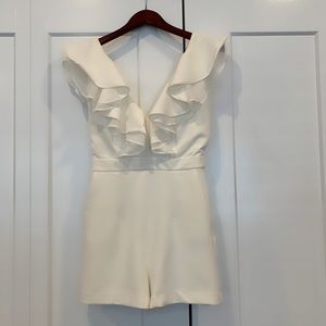 Bardot white ruffle romper